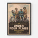 Poster murale vintage guerra sotto quattro bandiere