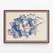 Vintage-Poster mit blauen und roten Lippenverschluss — gerahmtes Bild an der Wand