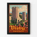 Vintage-Poster Visby Ruinen und Rosen - Wanddekoration Schweden