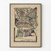 Vintage-Poster mit visionären grafischen Motiven und bunten Mustern