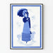 Poster vintage donna con ombrellino blu