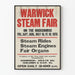 Vintage-Warwick-Dampflokmesse 1975 – Retro-Wanddekoration