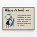 Retro-Poster Where to Look - Vintage-Wanddekoration — gerahmtes Bild an der Wand